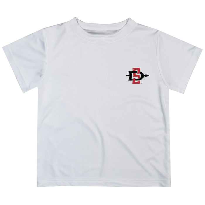 San Diego State University Aztecs SDSU Hand Sketched Vive La Fete Impressions Artwork Boys White Short Sleeve Tee Shirt