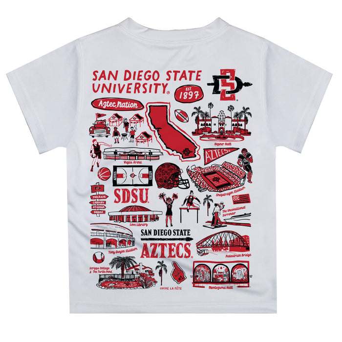 San Diego State University Aztecs SDSU Hand Sketched Vive La Fete Impressions Artwork Boys Black Short Sleeve Tee Shirt - Vive La Fête - Online Apparel Store
