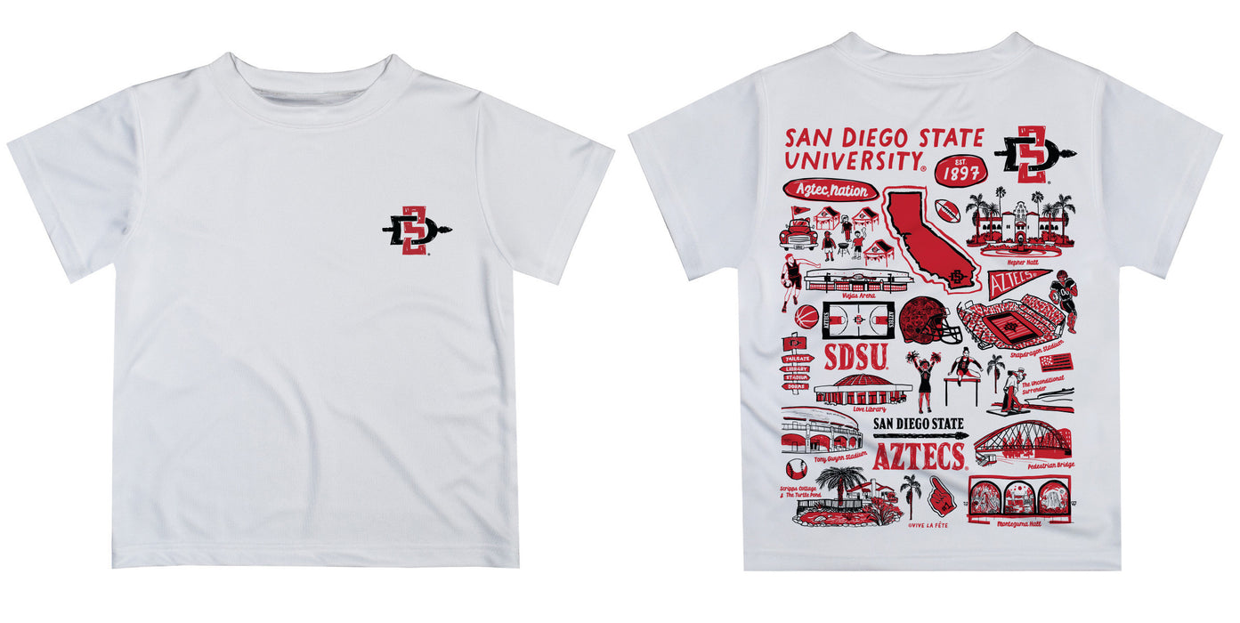 San Diego State University Aztecs SDSU Hand Sketched Vive La Fete Impressions Artwork Boys Black Short Sleeve Tee Shirt - Vive La Fête - Online Apparel Store
