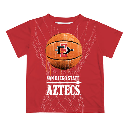 San Diego State University Aztecs SDSU Original Dripping Basketball Red T-Shirt by Vive La Fete