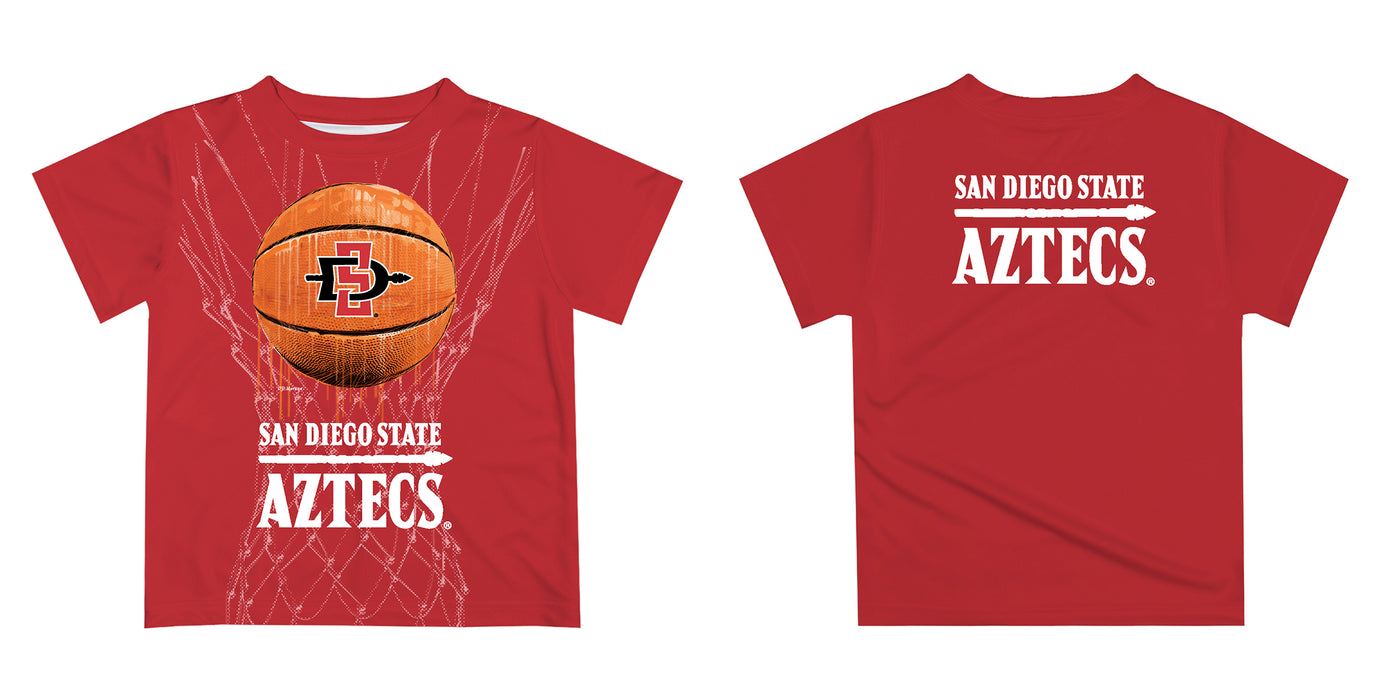 San Diego State University Aztecs SDSU Original Dripping Basketball Red T-Shirt by Vive La Fete - Vive La Fête - Online Apparel Store