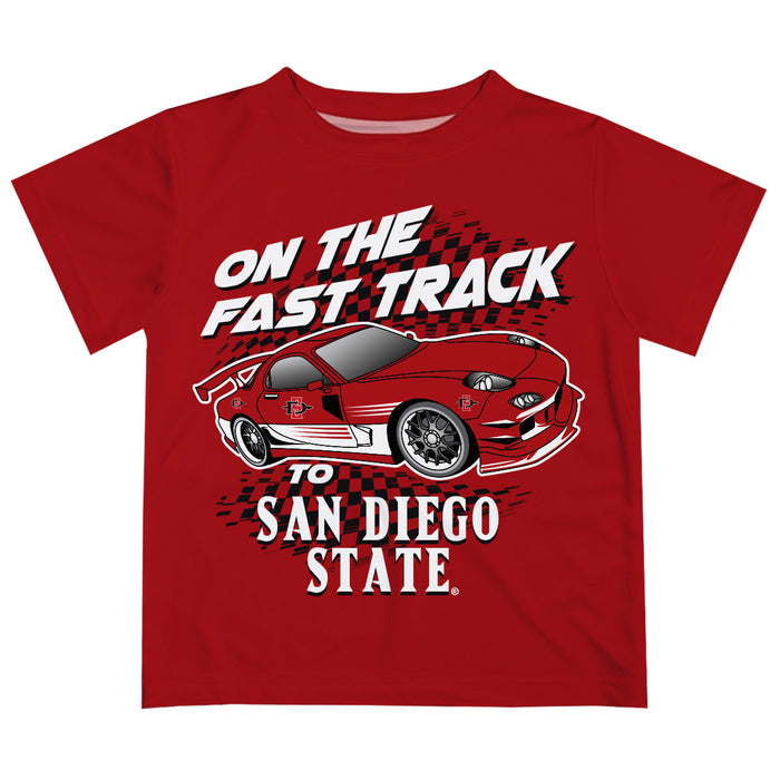 San Diego State University Aztecs SDSU Vive La Fete Fast Track Boys Game Day Red Short Sleeve Tee