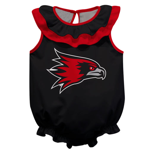 Southeast Missouri Redhawks Black Sleeveless Ruffle Onesie Mascot Bodysuit by Vive La Fete