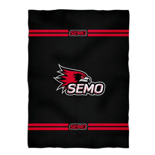 Southeast Missouri Redhawks Vive La Fete Game Day Soft Premium Fleece Black Throw Blanket 40 x 58" Mascot and Stripes" - Vive La Fête - Online Apparel Store
