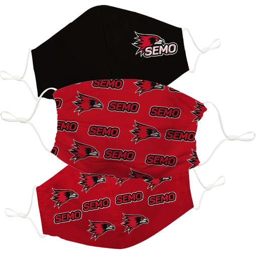 Southeast Missouri Redhawks Face Mask Red and Black Set of Three - Vive La Fête - Online Apparel Store