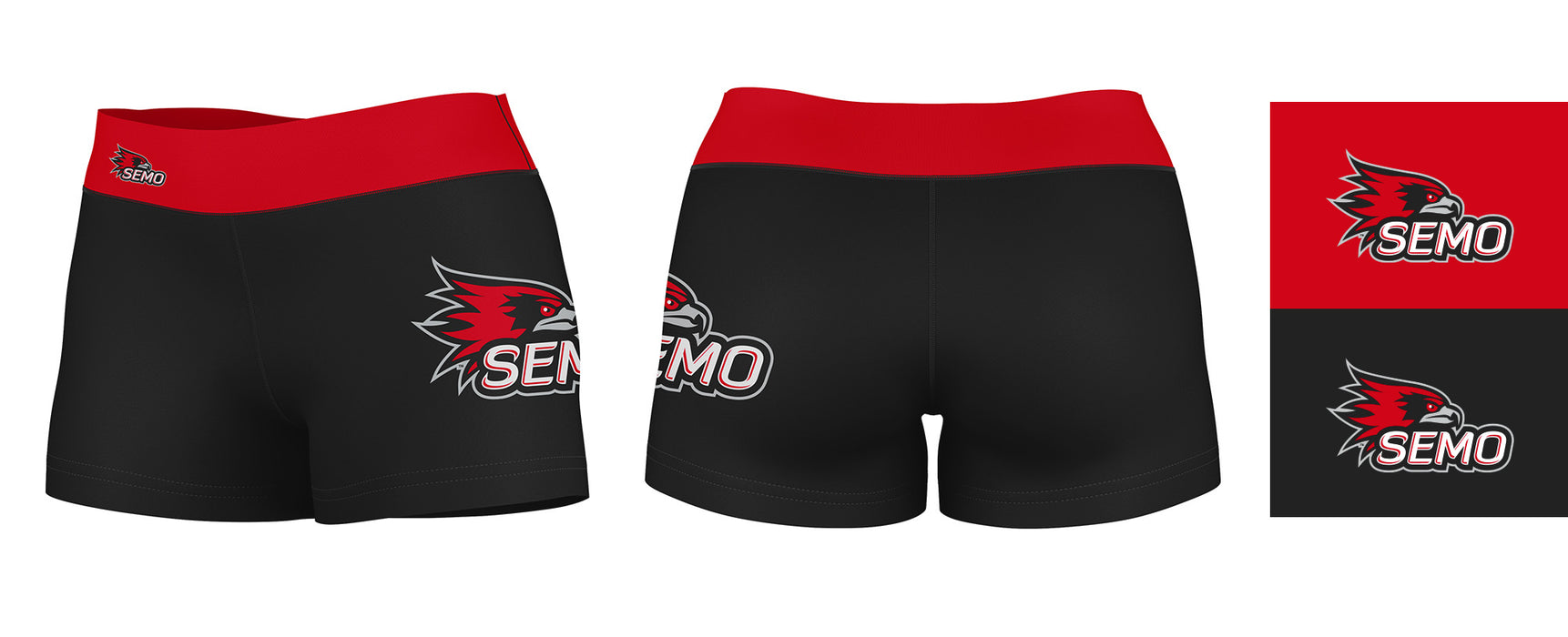 SEMO Redhawks Vive La Fete Game Day Logo on Thigh and Waistband Black & Red Women Yoga Booty Workout Shorts 3.75 Inseam" - Vive La Fête - Online Apparel Store