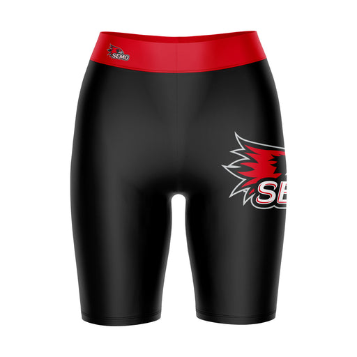 SEMO Redhawks Vive La Fete Game Day Logo on Thigh and Waistband Black and Red Women Bike Short 9 Inseam"