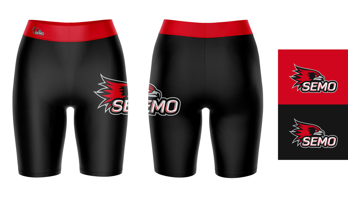 SEMO Redhawks Vive La Fete Game Day Logo on Thigh and Waistband Black and Red Women Bike Short 9 Inseam" - Vive La Fête - Online Apparel Store