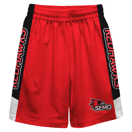 Southeast Missouri Redhawks Vive La Fete Game Day Red Stripes Boys Solid Black Athletic Mesh Short