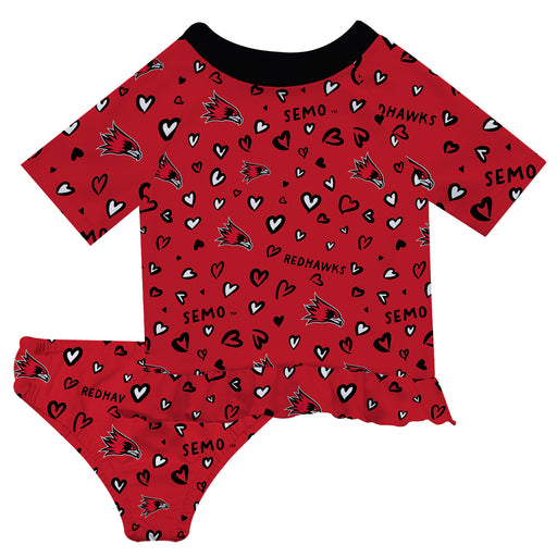 Southeast Missouri Redhawks Vive La Fete All Over Logo Red Long Sleeve Bikini Set