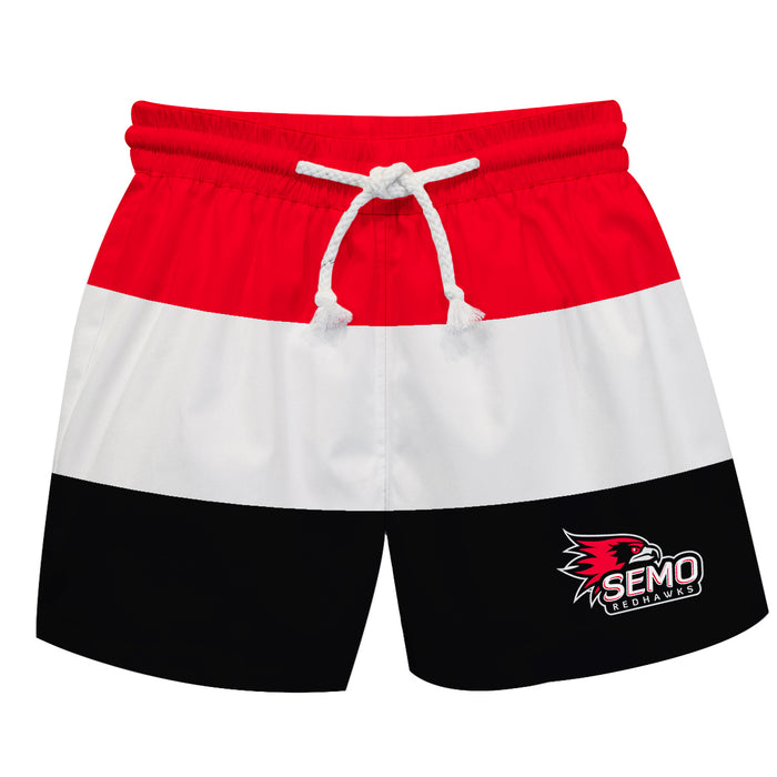 Southeast Missouri Redhawks Vive La Fete Red White Black Stripes Swimtrunks V1