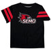 Southeast Missouri Redhawks Vive La Fete Boys Game Day Black Short Sleeve Tee with Stripes on Sleeves