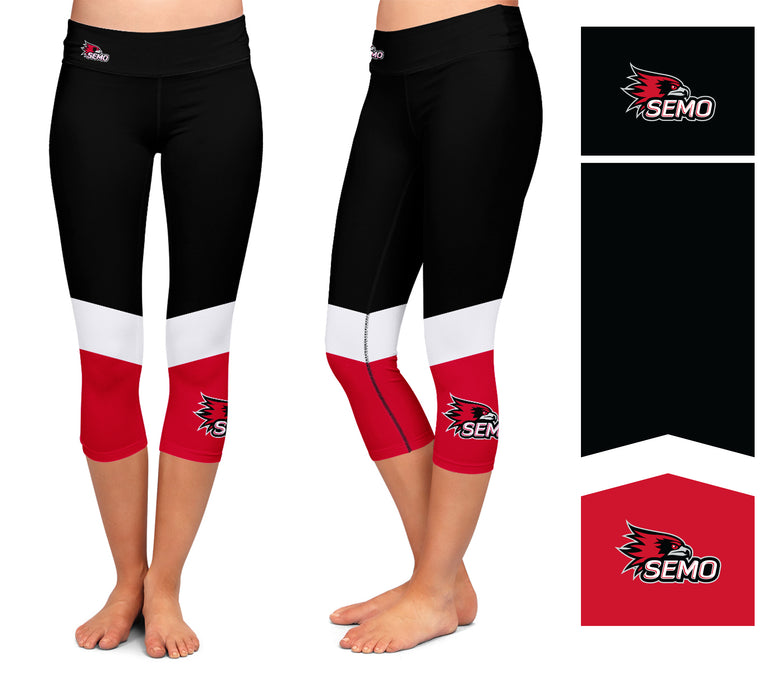 SEMO Redhawks Vive La Fete Game Day Collegiate Ankle Color Block Women Black Red Capri Leggings - Vive La Fête - Online Apparel Store