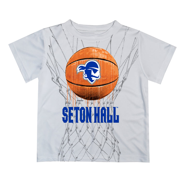 Seton Hall University Original Dripping Basketball White T-Shirt by Vive La Fete
