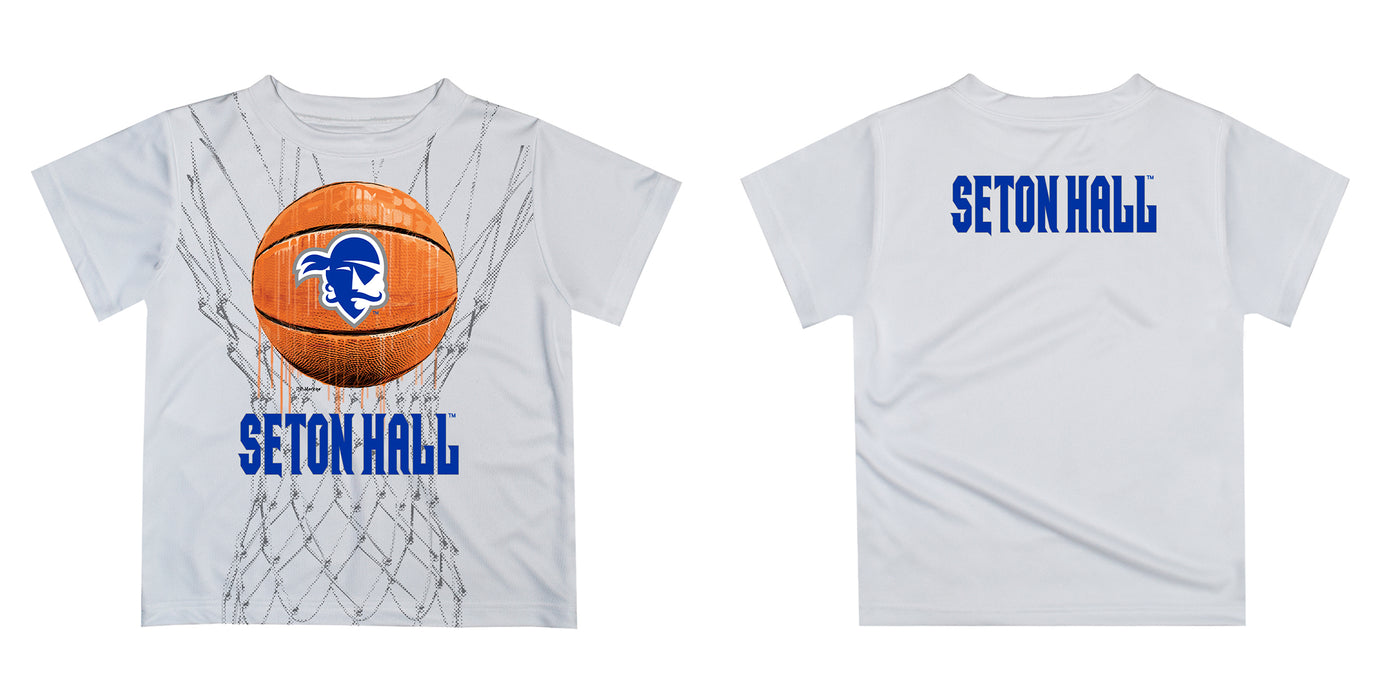 Youth White Seton Hall Pirates Dripping Basketball T-Shirt Size: Small