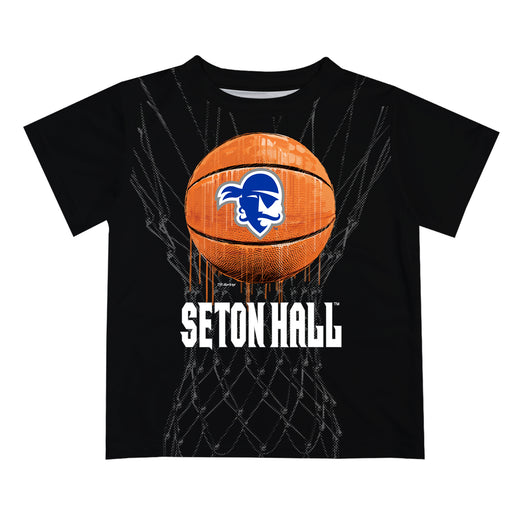 Seton Hall University Original Dripping Basketball Black T-Shirt by Vive La Fete
