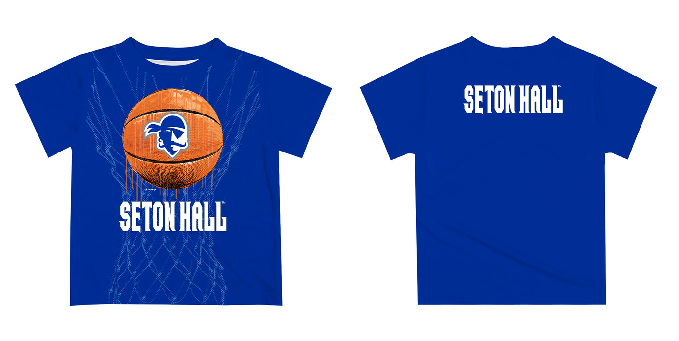 Seton Hall University Original Dripping Basketball Blue T-Shirt by Vive La Fete - Vive La Fête - Online Apparel Store