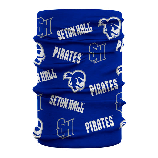 Seton Hall University Pirates Neck Gaiter Blue All Over Logo SH - Vive La Fête - Online Apparel Store