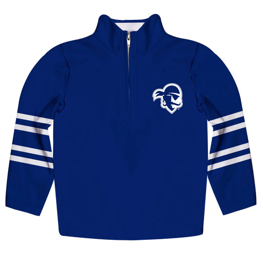 Seton Hall University Pirates Vive La Fete Game Day Blue Quarter Zip Pullover Stripes on Sleeves - Vive La Fête - Online Apparel Store