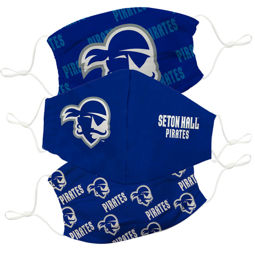 Seton Hall University Pirates Vive La Fete Face Mask 3 Pack Game Day Collegiate Unisex Face Covers Reusable Washable - Vive La Fête - Online Apparel Store