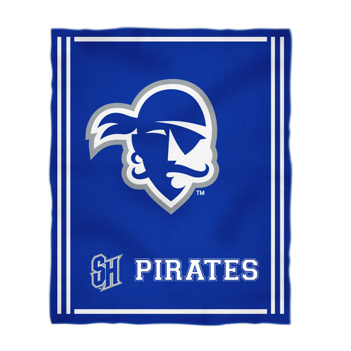 Seton Hall University Pirates Vive La Fete Kids Game Day Blue Plush Soft Minky Blanket 36 x 48 Mascot