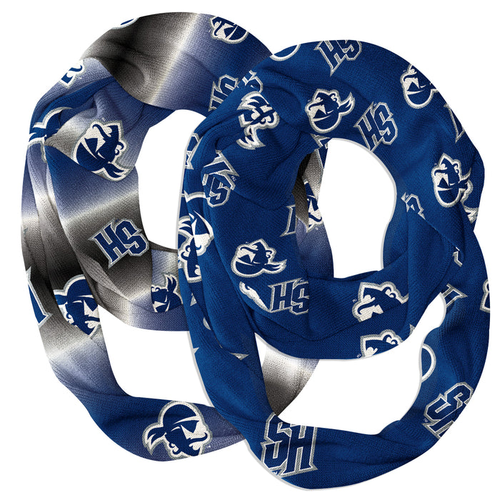 Seton Hall Pirates Vive La Fete All Over Logo Game Day Collegiate Women Set of 2 Light Weight Ultra Soft Infinity Scarfs