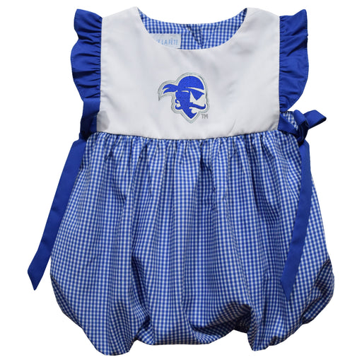Seton Hall University Pirates Embroidered Royal Gingham Girls Bubble