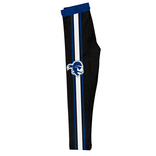 Seton Hall University Pirates Vive La Fete Girls Game Day Black with Blue Stripes Leggings Tights