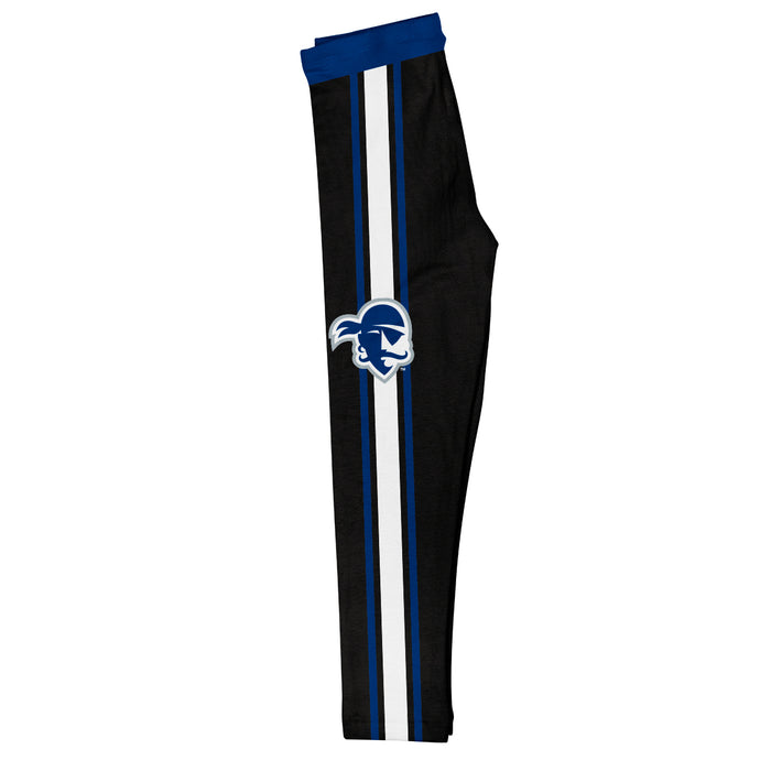 Seton Hall University Pirates Vive La Fete Girls Game Day Black with Blue Stripes Leggings Tights