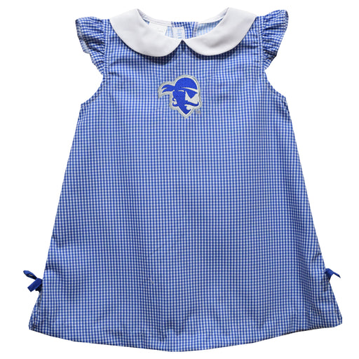 Seton Hall University Pirates Embroidered Royal Gingham A Line Dress