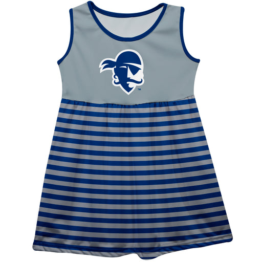 Seton Hall Pirates Vive La Fete Girls Game Day Sleeveless Tank Dress Solid Gray Logo Stripes on Skirt