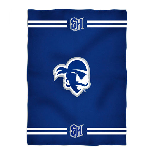 Seton Hall Pirates Vive La Fete Game Day Warm Lightweight Fleece Blue Throw Blanket 40 x 58 Logo and Stripes