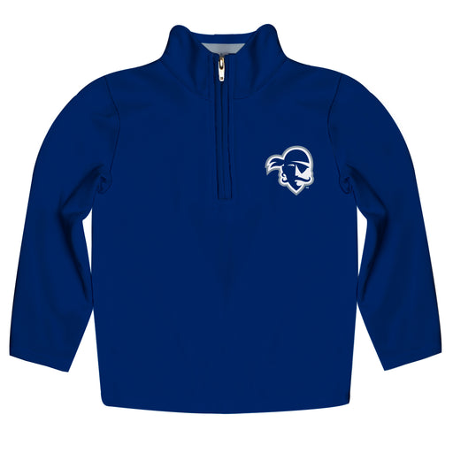 Seton Hall Pirates Vive La Fete Game Day Solid Blue Quarter Zip Pullover Sleeves