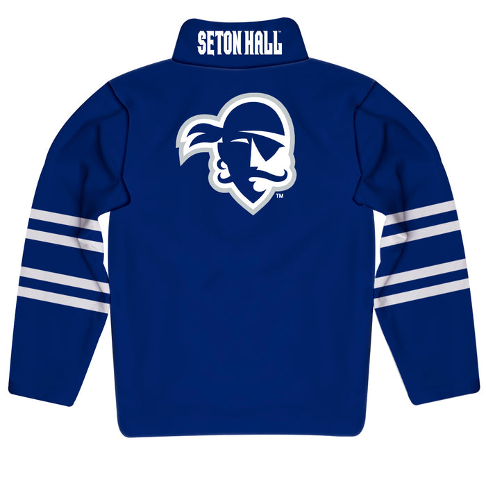 Seton Hall Pirates Vive La Fete Game Day Gray Quarter Zip Pullover Stripes on Sleeves - Vive La Fête - Online Apparel Store