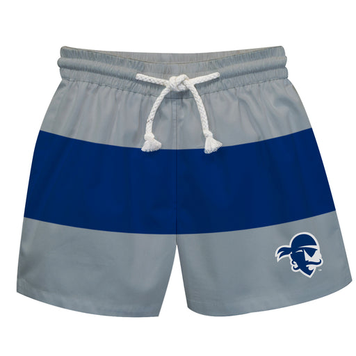Seton Hall Pirates Vive La Fete Gray Blue Stripes Swimtrunks V2