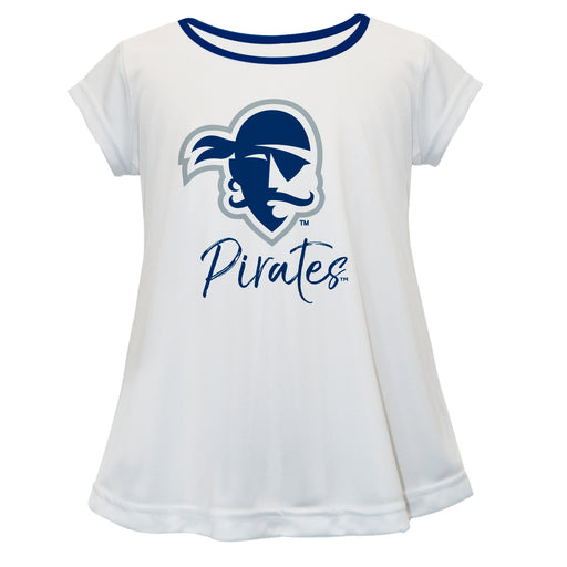 Seton Hall Pirates Vive La Fete Girls Game Day Short Sleeve White Top with School Logo and Name
