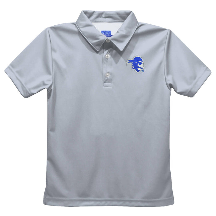 Seton Hall University Pirates Embroidered Gray Short Sleeve Polo Box Shirt