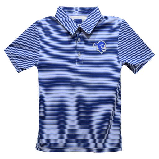 Seton Hall University Pirates Royal Stripes Short Sleeve Polo Box Shirt