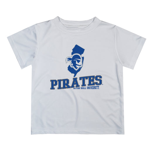 Seton Hall Pirates Vive La Fete State Map White Short Sleeve Tee Shirt