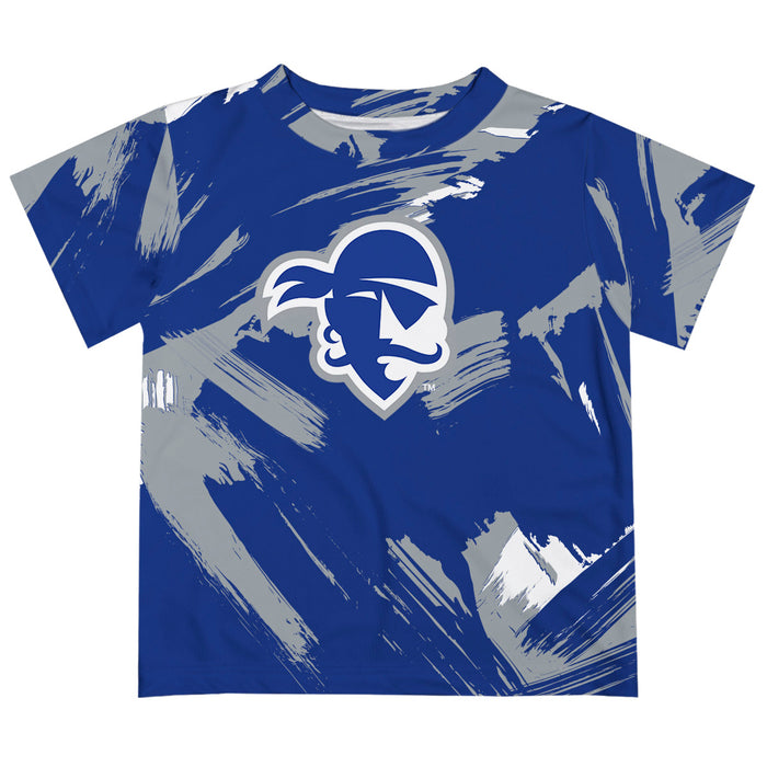 Seton Hall University Pirates Vive La Fete Boys Game Day Blue Short Sleeve Tee Paint Brush