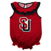 Seattle University Redhawks Swirls Red Sleeveless Ruffle Onesie Logo Bodysuit