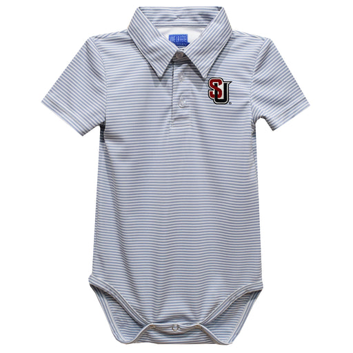 Seattle University Redhawks Embroidered Gray Stripe Knit Polo Onesie