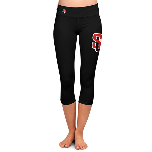 SeattleU Redhawks Vive La Fete Game Day Collegiate Large Logo on Thigh and Waist Girls Black Capri Leggings