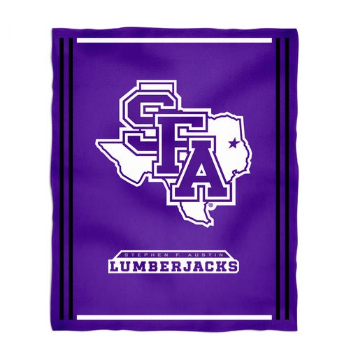 Stephen F. Austin Lumberjacks SFA Vive La Fete Kids Game Day Purple Plush Soft Minky Blanket 36 x 48 Mascot