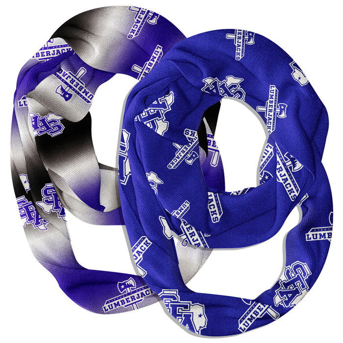 Stephen F. Austin Lumberjacks Vive La Fete All Over Logo Women Set of 2 Light Weight Ultra Soft Infinity Scarfs