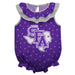 Stephen F. Austin Lumberjacks SFA Swirls Purple Sleeveless Ruffle Onesie Logo Bodysuit