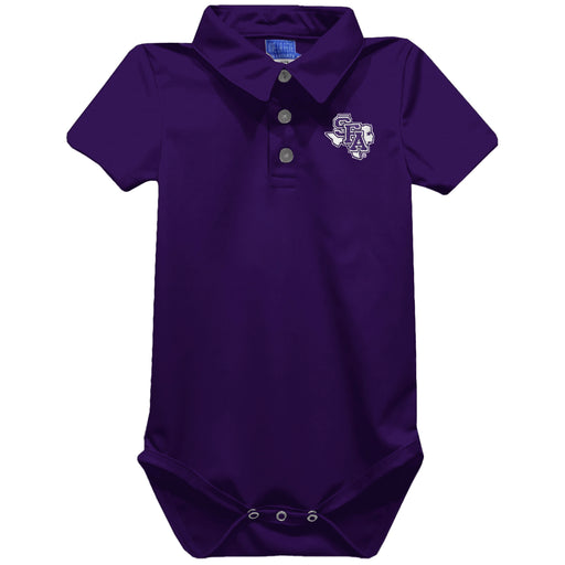 James Madison University Dukes Embroidered Purple Solid Knit Polo Onesie