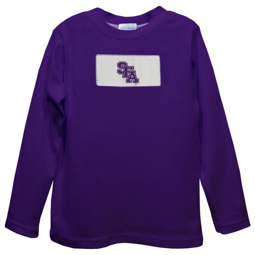 Stephen F. Austin Lumberjacks SFA Smocked Purple Knit Long Sleeve Boys Tee Shirt