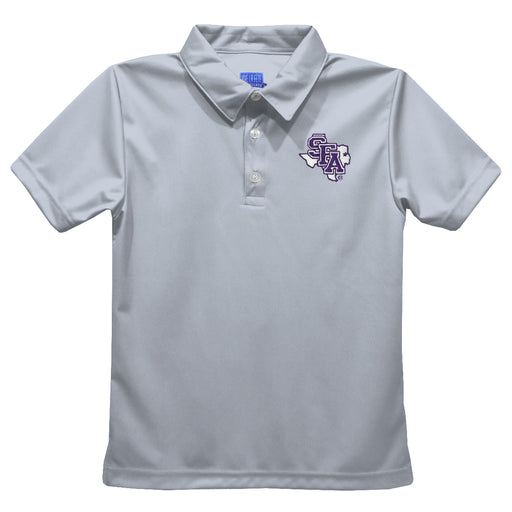 Stephen F. Austin University SFA Lumberjacks Embroidered Gray Short Sleeve Polo Box Shirt