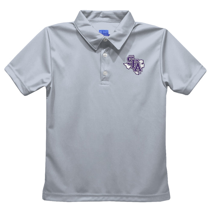 Stephen F. Austin University SFA Lumberjacks Embroidered Gray Short Sleeve Polo Box Shirt